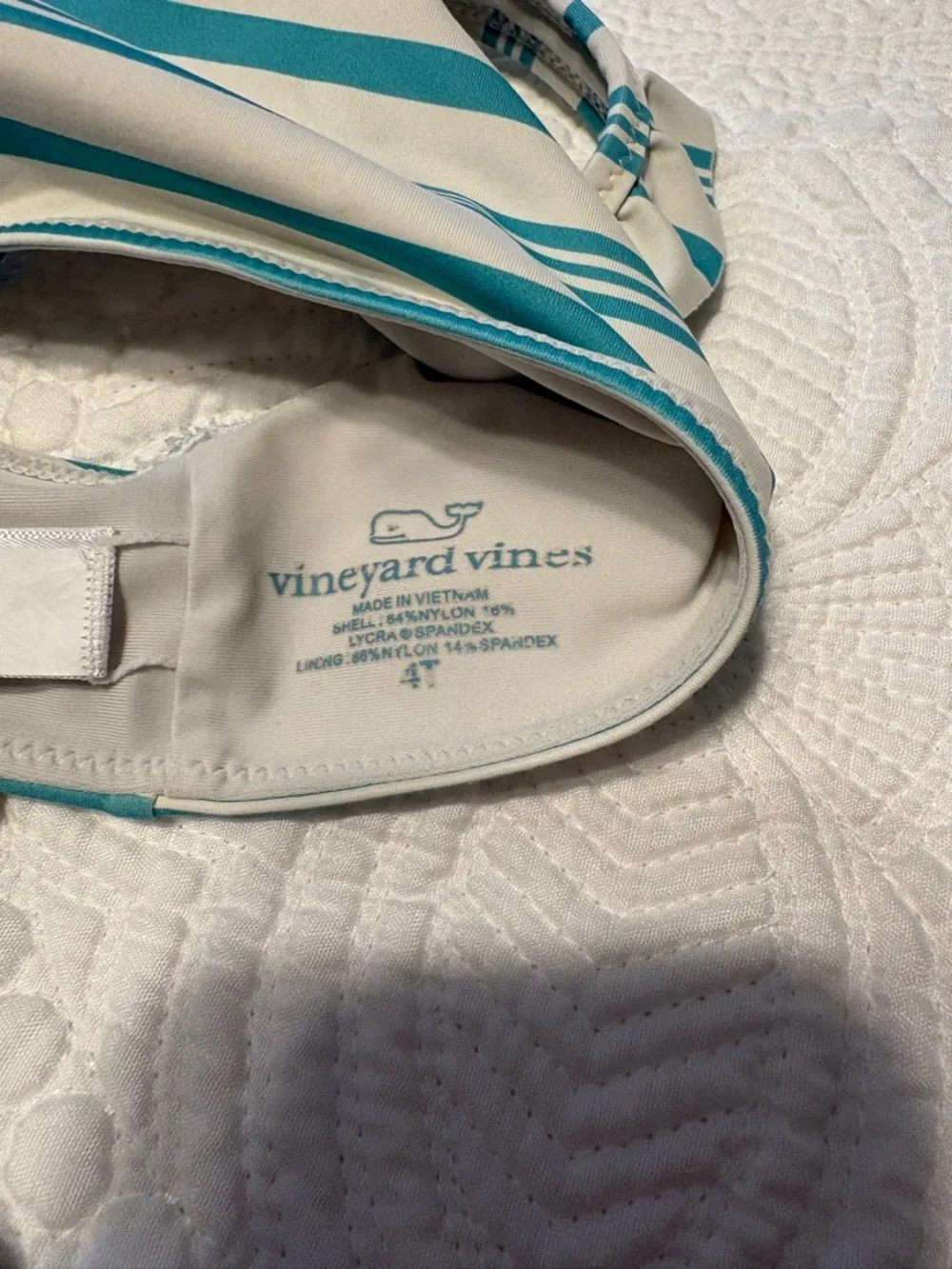 Vineyard Vines‎ Girls Bikini Set Size 4T Teal Stripe Ruffle 2PC Swim